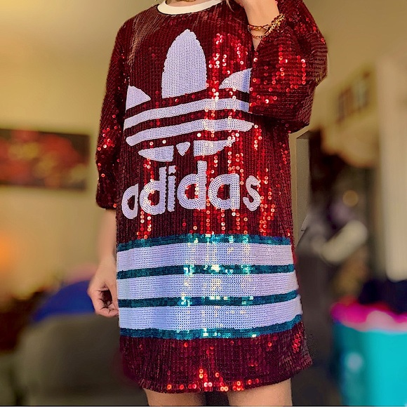 adidas Dresses & Skirts - Sequined Adidas dress Red white & blue